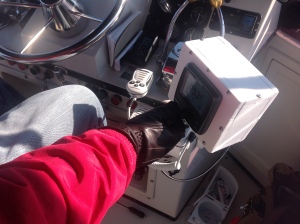 Gloves were needed after the cold front.  Note the convenient new location of the autopilot.