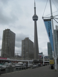 The CN tower was visible from most of the city and a long ways out.
