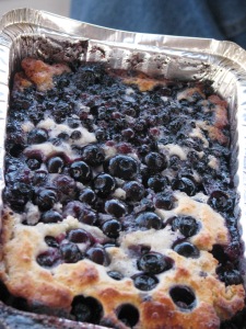 Blueberry cobbler ala the grill.