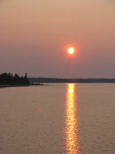 Sunrise as we leave Logan's Bay