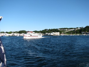 Ferry leaving with us, much sunnier