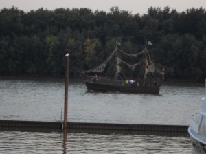 We thought this was the Nina or the Pinta, but turned out to be a pirate ship that does tours in the area.